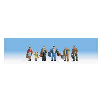 Noch 15224 HO Scale Travelers w/Luggage -- Set #2 pkg(6)