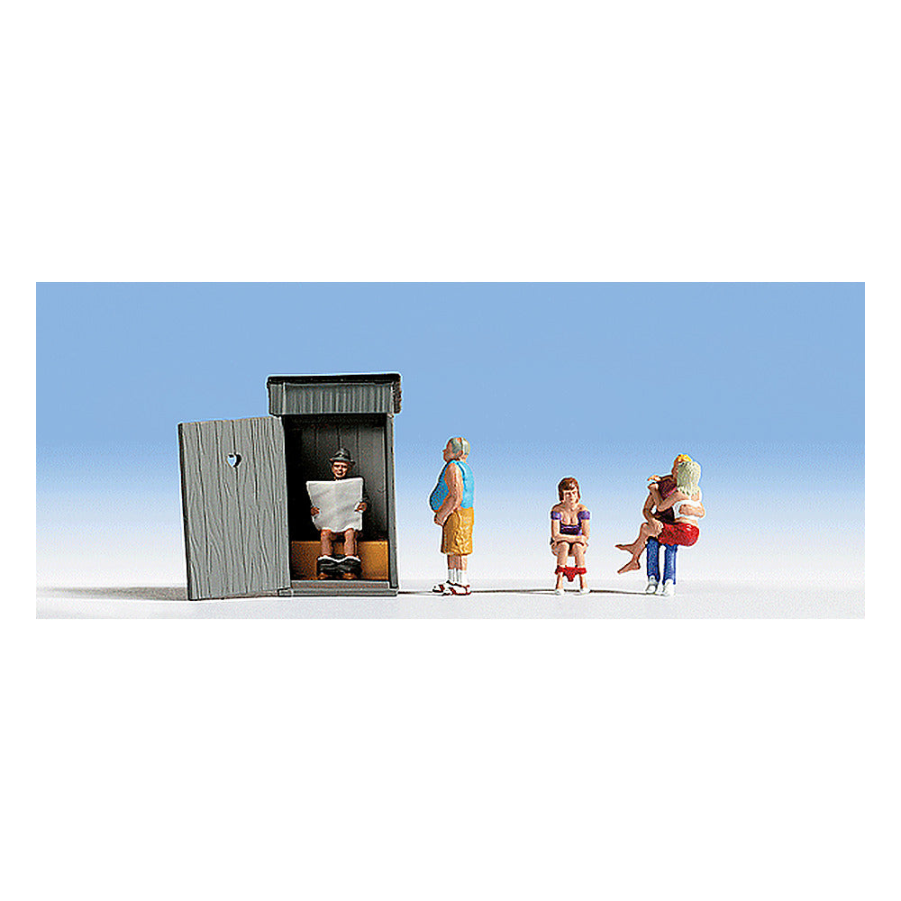 Noch 15560 HO Scale Toilet Stories -- Figures & Outhouse pkg(5)