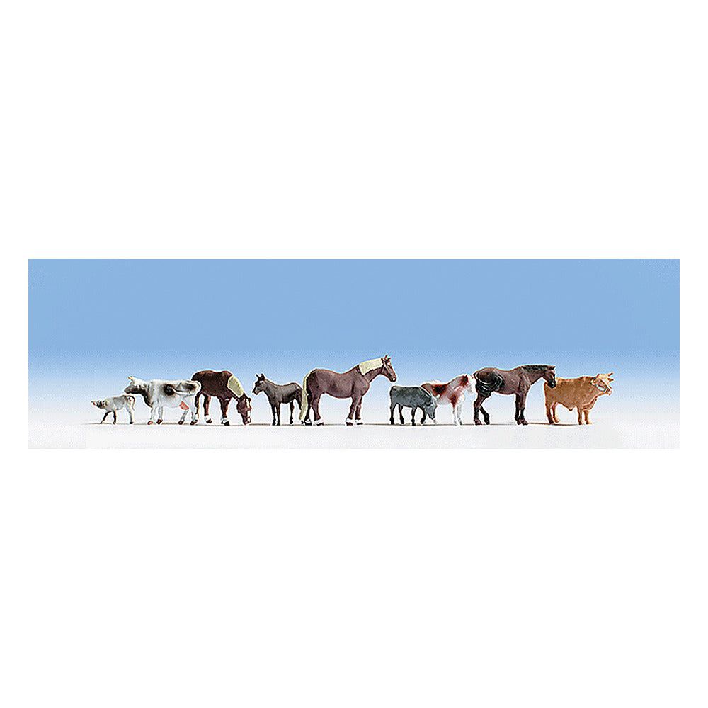 Noch 15713 HO Scale Large Farm Animal Set -- pkg(9)
