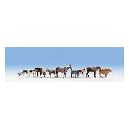 Noch 15713 HO Scale Large Farm Animal Set -- pkg(9)