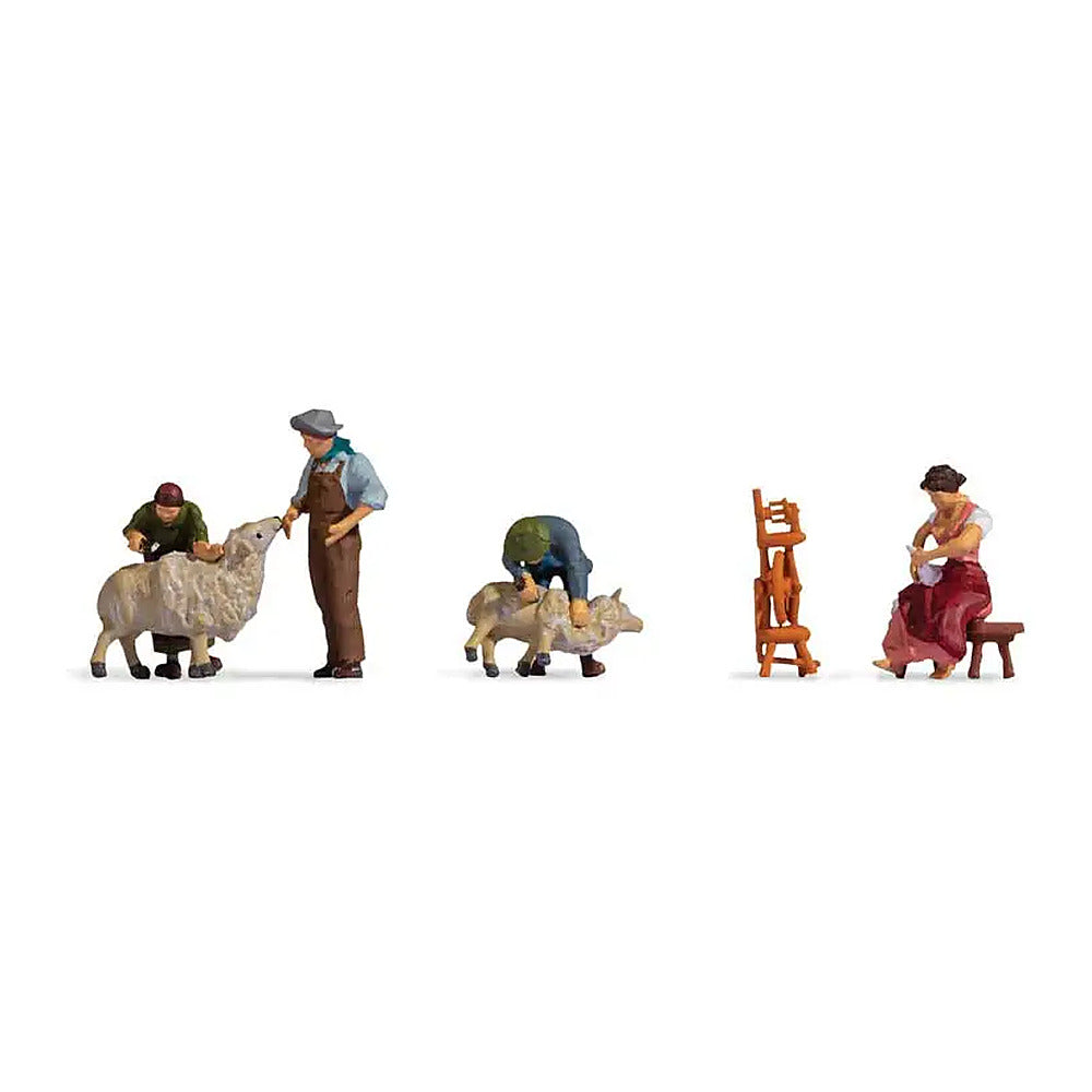 Noch 15751 HO Scale Sheep Shearing -- 4 People, 2 Sheep