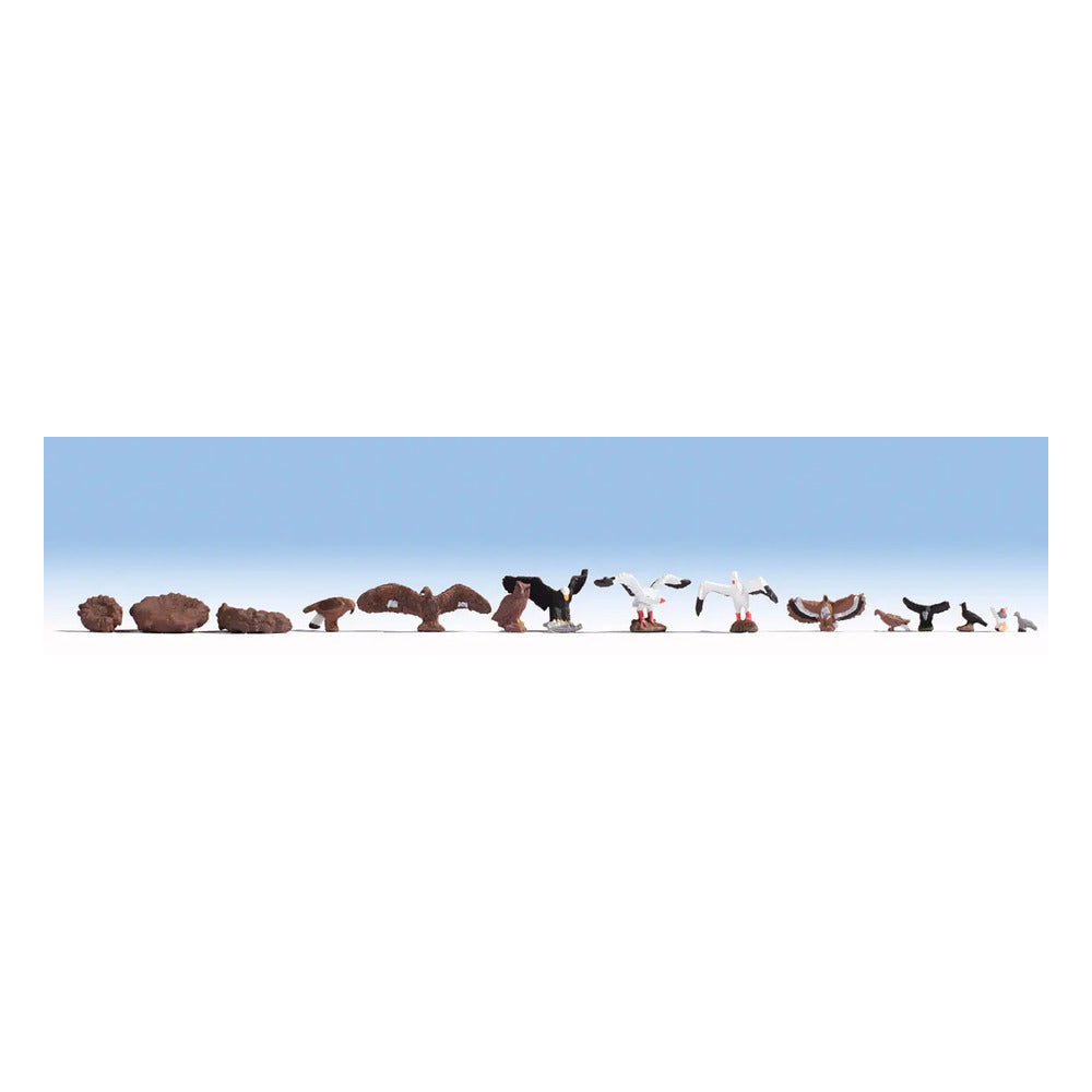 Noch 15775 HO Scale Birds & Nests -- 12 Birds, 3 Nests