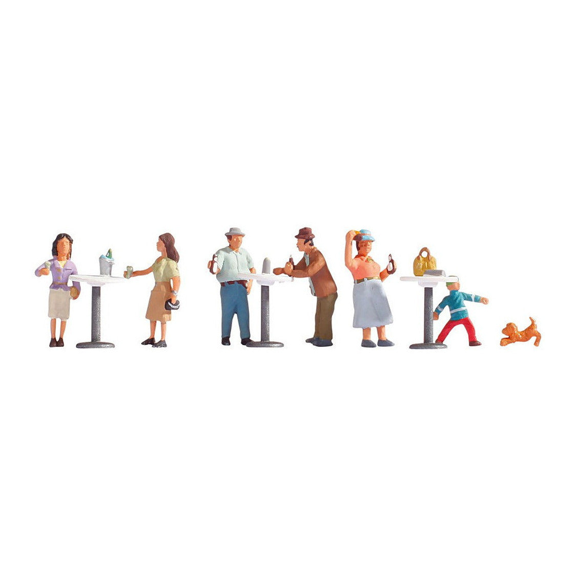 Noch 15833 HO Scale Stand-Up Cafe Patrons pkg(6) -- Includes 3 High Tables
