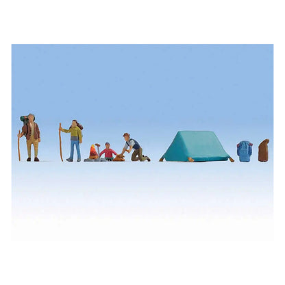 Noch 15876 HO Scale 4 Campers, Tent and Accessories