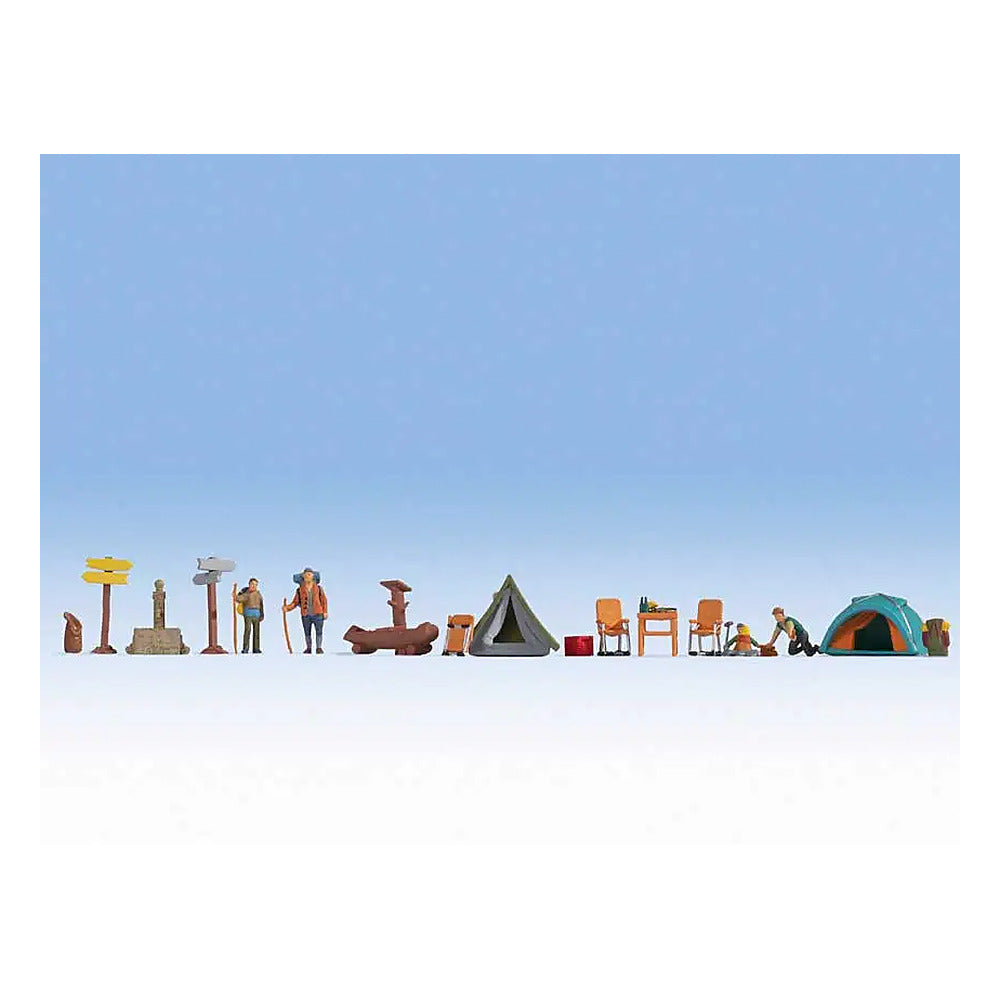Noch 16201 HO Scale Camping with Accessories -- 4 Figures, 2 Tents, Accessories