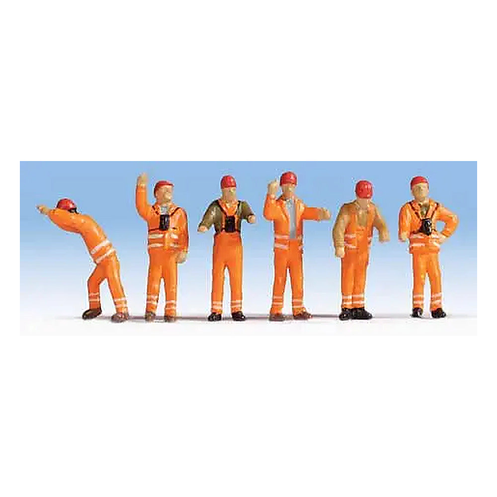 Noch 36275 N Scale German Railroad Switchmen -- Orange Uniforms pkg(6)