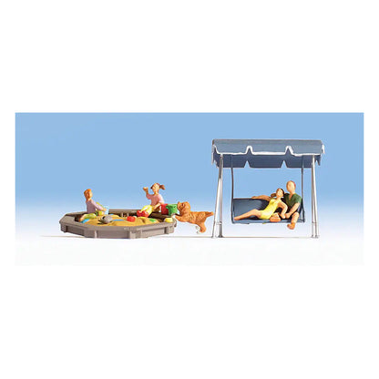 Noch 36590 N Scale Parents & Children w/Sandbox & Swing -- pkg(5)