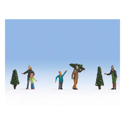Noch 36927 N Scale Christmas Tree Lot Figures -- 5 People, 3 Trees