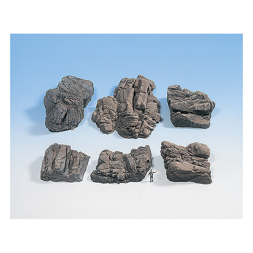 Noch 58452 HO Scale Molded Foam Rock Pieces -- Sandstone pkg(6)