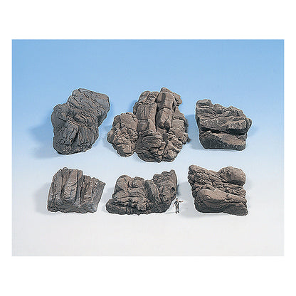 Noch 58452 HO Scale Molded Foam Rock Pieces -- Sandstone pkg(6)