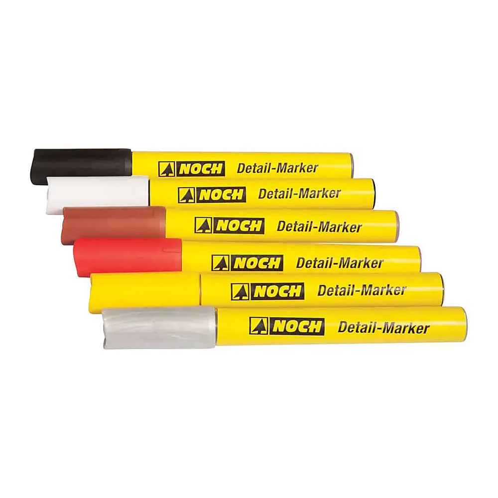 Noch 61155 All Scale Paint Markers -- Black, White, Brown, Red, Yellow, Silver