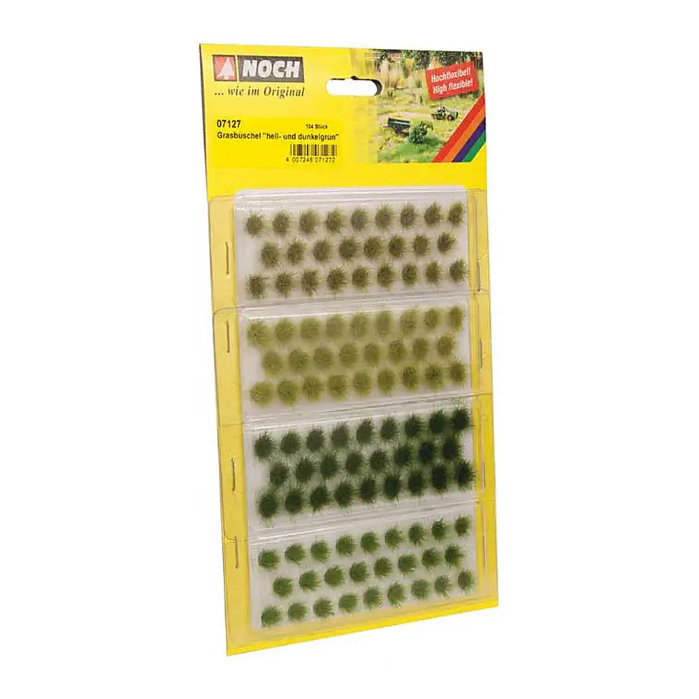 Noch 7127 All Scale Grass Tufts -- Light and Dark Green 1/4" 6mm Fibers pkg(104)
