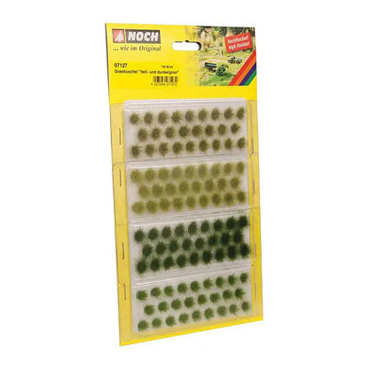 Noch 7127 All Scale Grass Tufts -- Light and Dark Green 1/4" 6mm Fibers pkg(104)