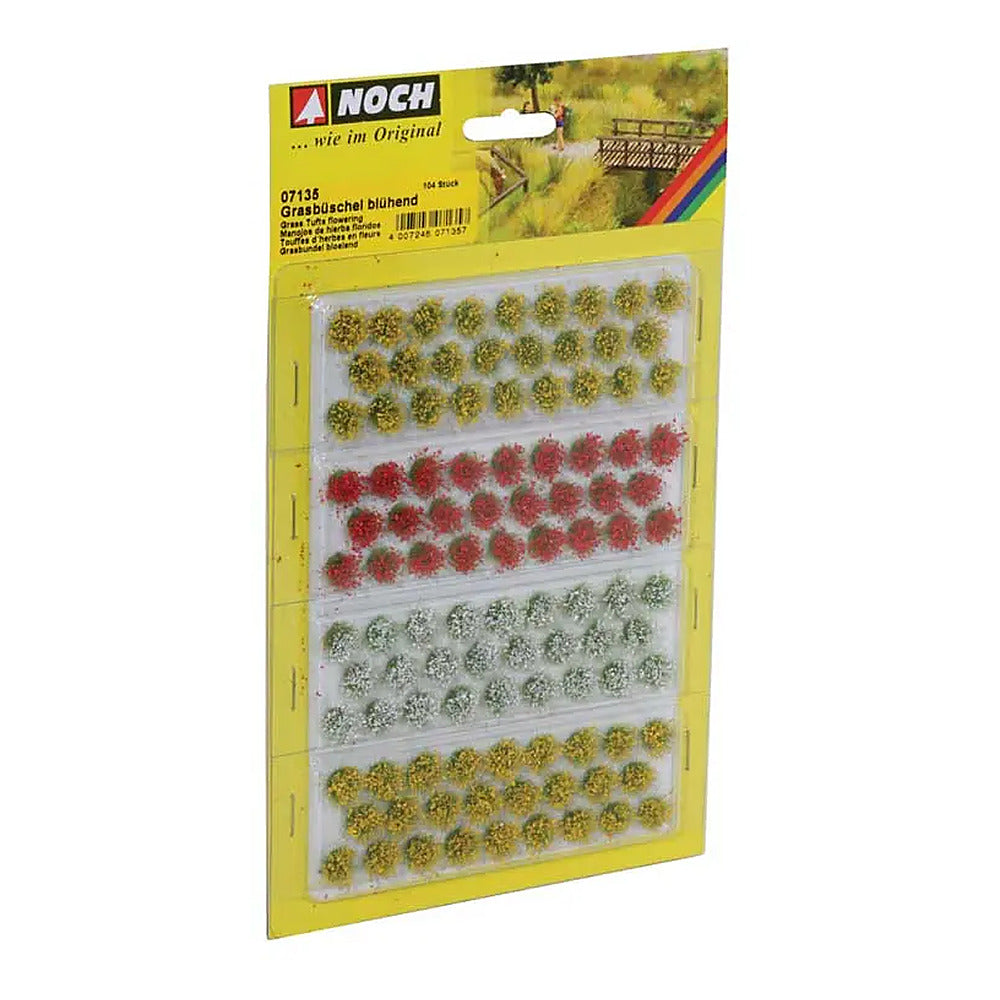 Noch 7135 All Scale Grass Tufts Flowering Plants - Yellow, Red, White 1/4" (104)