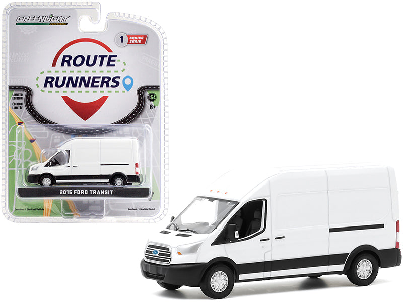2015 Ford Transit High Roof Van Oxford White "Route Runners" Series 1 1/64 Diecast Model by Greenlight  free shipping USA