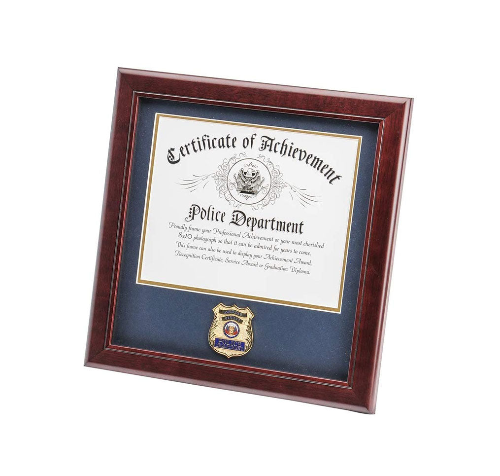 United States Police Officer Certificate of Achievement Frame with Medallion - 8 x 10 inch.