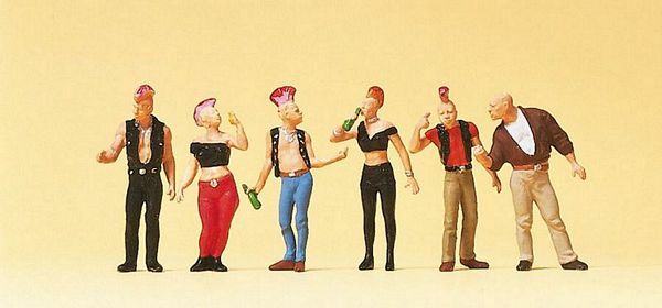 Preiser 10473 HO Scale Pedestrians Punk Rockers pkg(6)