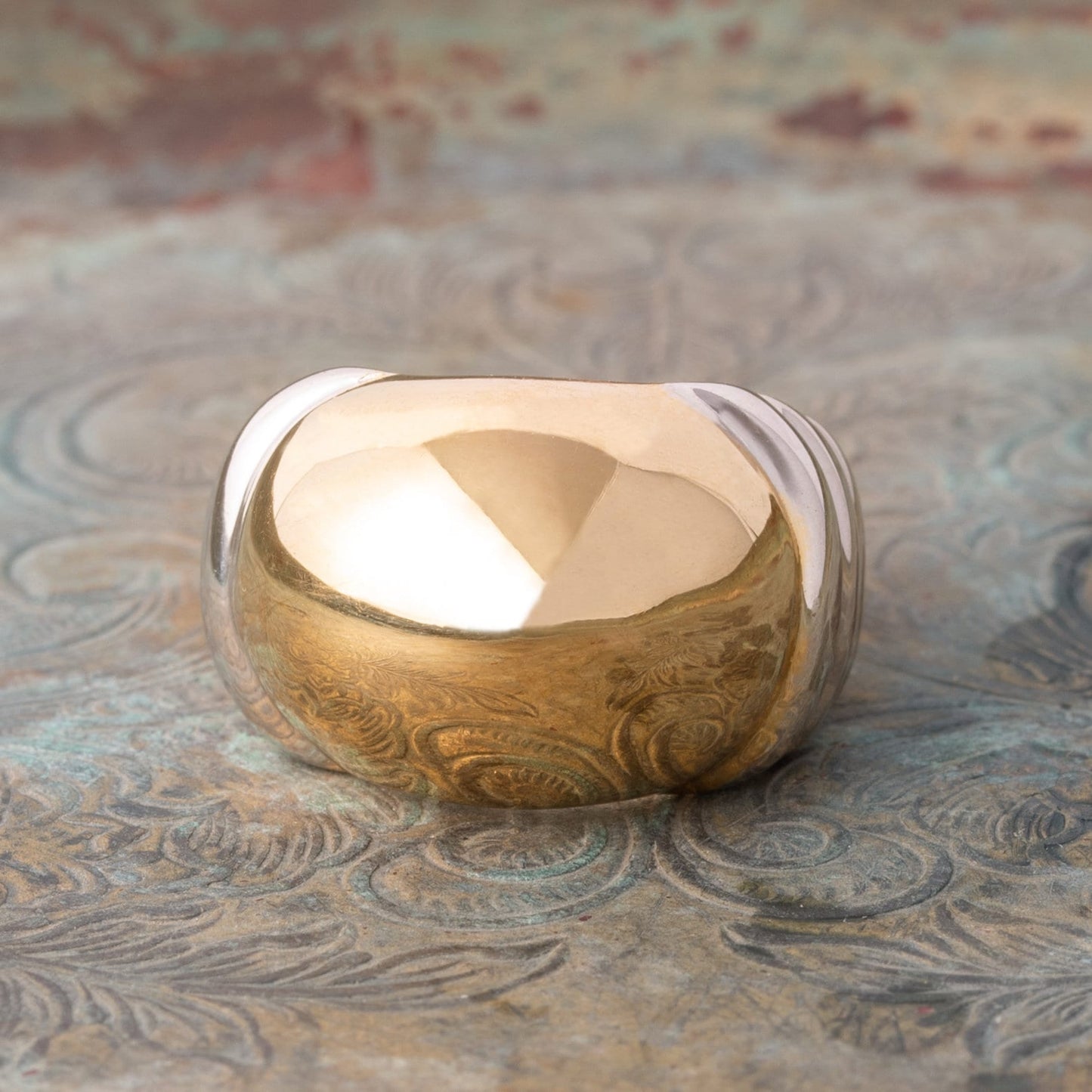Vintage Women's Dome Ring 18k Gold Ring  Size: 7 by PVD Vintage Jewelry