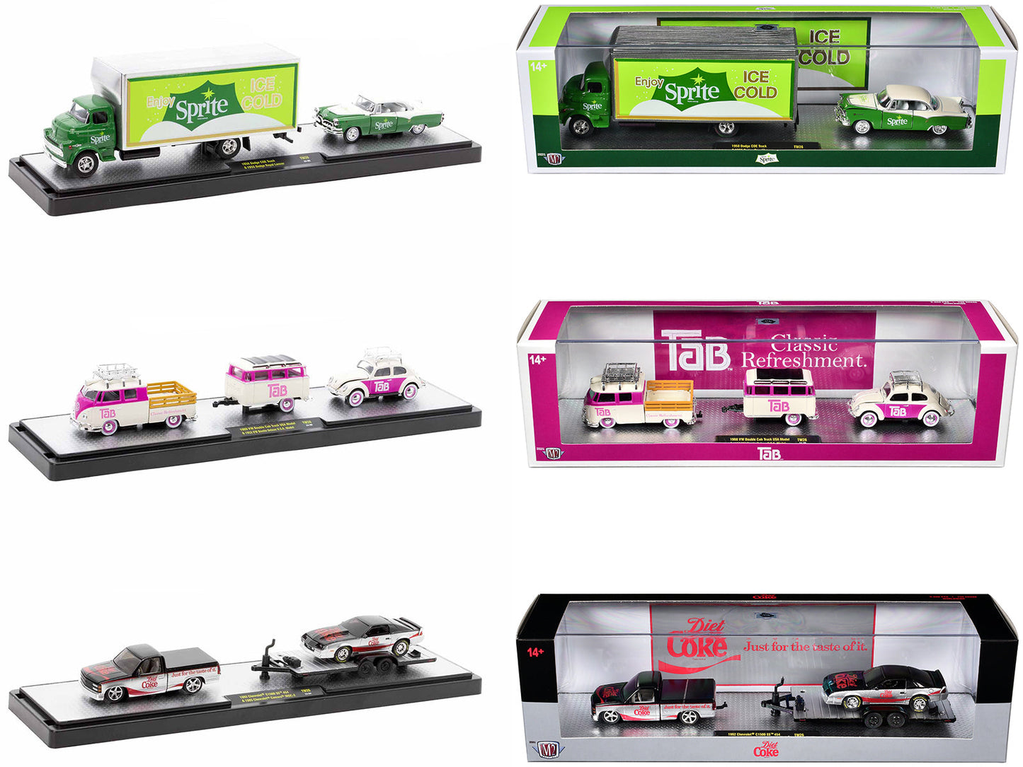 Auto Haulers "Soda" Set of 3 pieces Release 26 Limited Edition to 9600 pieces Worldwide 1/64 Diecast Models by M2 Machines  free shipping USA