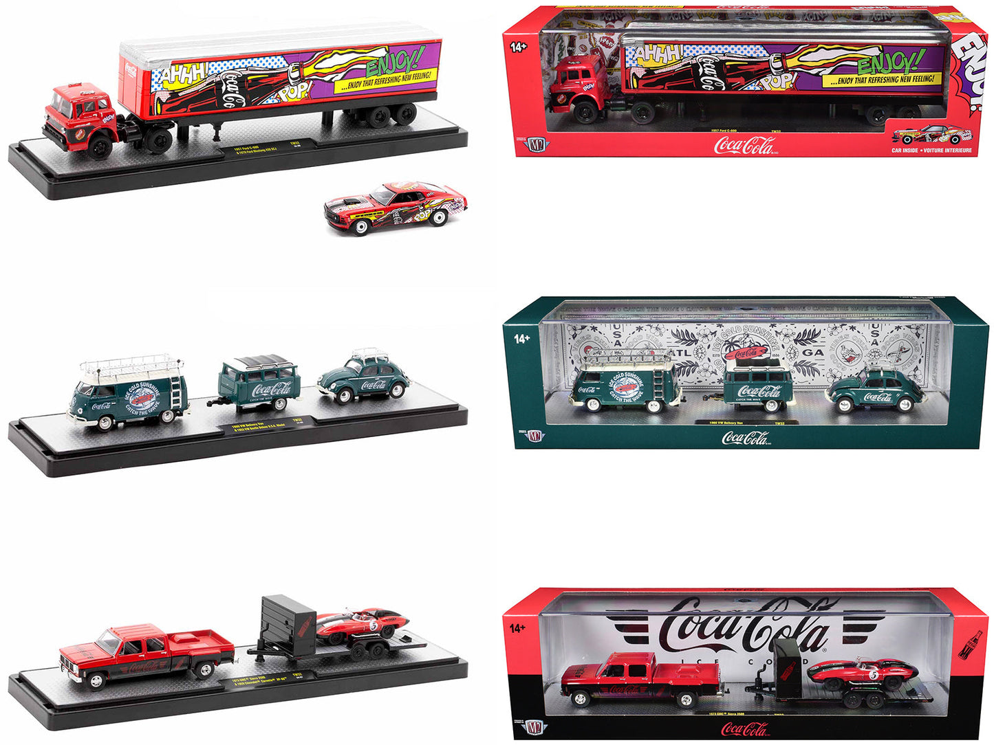 Auto Haulers "Coca-Cola" Set of 3 pieces Release 32 Limited Edition to 7250 pieces Worldwide 1/64 Diecast Models by M2 Machines  free shipping USA