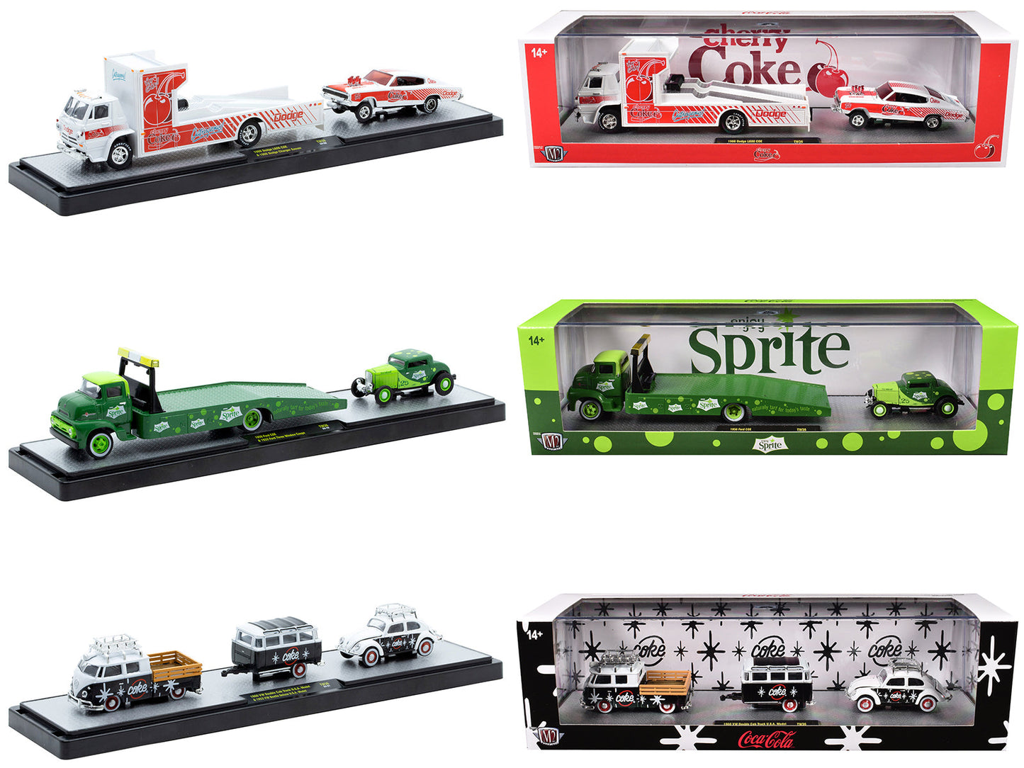 Auto Haulers "Soda" Set of 3 pieces Release 36 Limited Edition to 8000 pieces Worldwide 1/64 Diecast Models by M2 Machines  free shipping USA