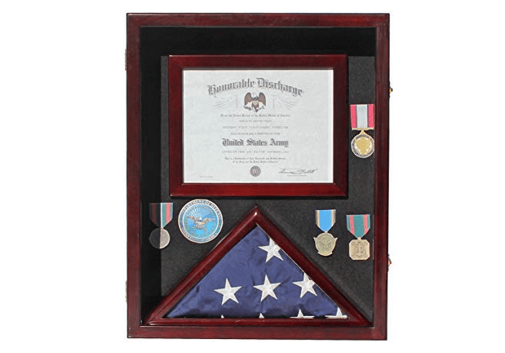 Military Shadow Box 3'X5' Flag Display Case, with Certificate Frame
