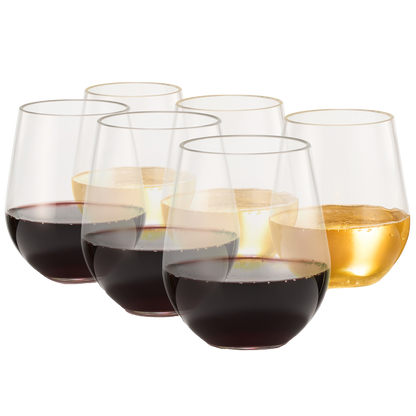 European Style Unbreakable Elegant Acrylic Stemless Wine Glasses 15 oz | Set of 6 | 100% Tritan Shatterproof BPA-free Reusable Plastic Glassware, Perfect For Homes & Bars | Dishwasher-Safe, Clear by The Wine Savant