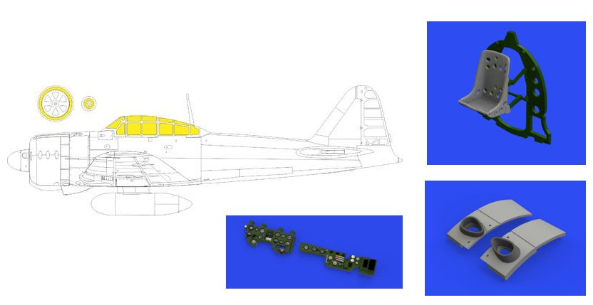 Eduard 644208 1/48 Aircraft- A6M2N Rufe LooKplus for EDU (Mask, Photo-Etch & Res