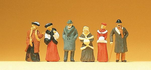 Preiser 12197 HO Scale 1900s Figures Passers-By Wearing Winter Clothes