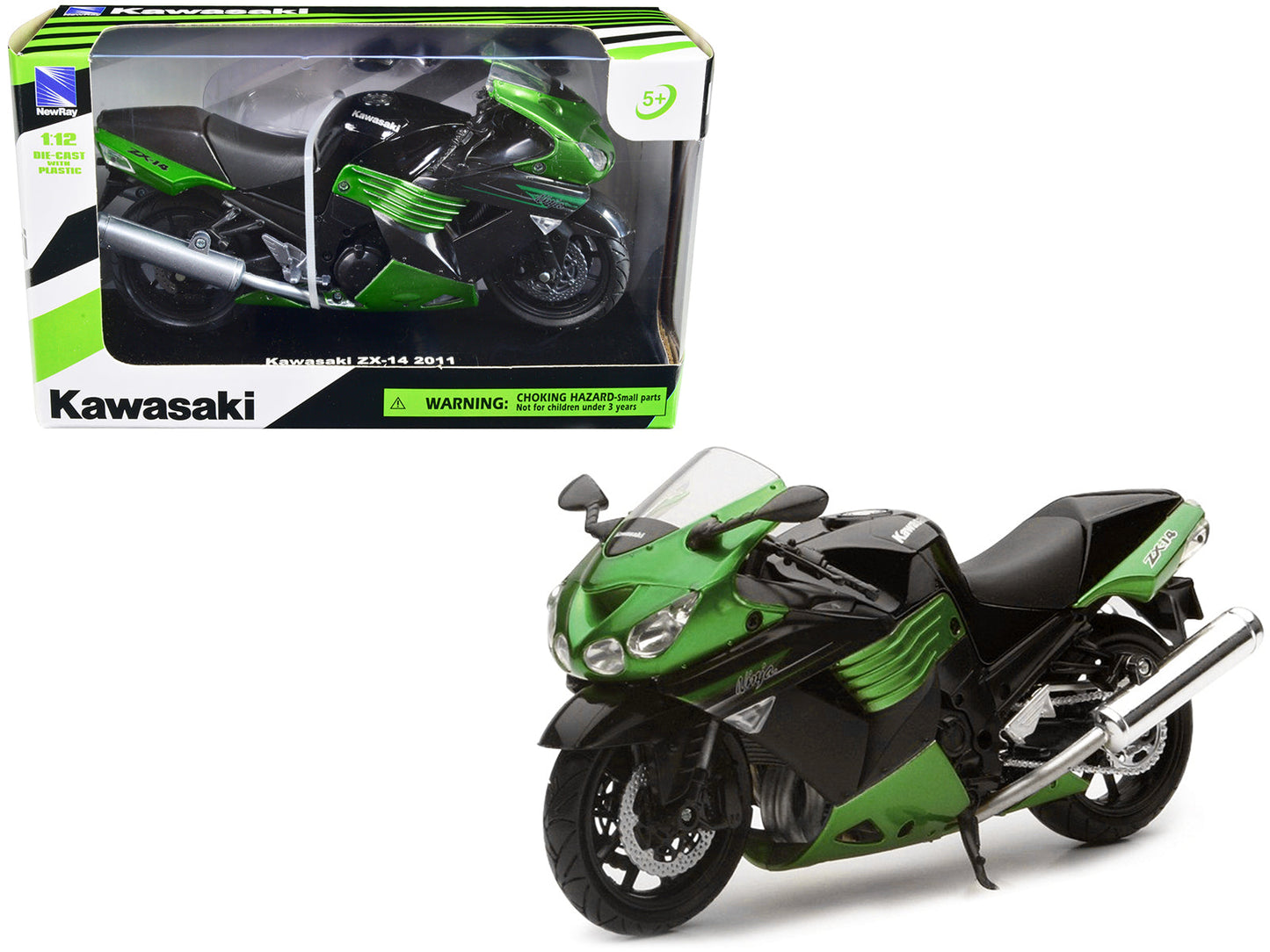 2011 Kawasaki ZX-14 Ninja Green Motorcycle Model 1/12 by New Ray  free shipping USA