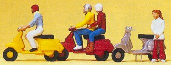 Preiser 10128 HO Scale Recreation & Sports Motor Bikes & Rider Set