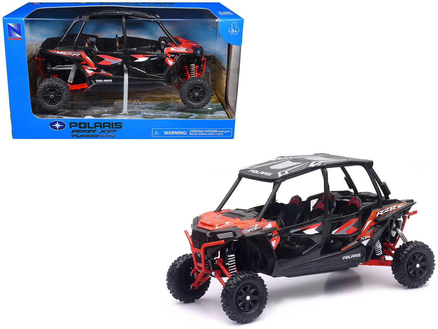 Polaris RZR XP 4 Turbo EPS Sport UTV Spectra Orange with Graphics and Black Top 1/18 Diecast Model by New Ray  free shipping USA