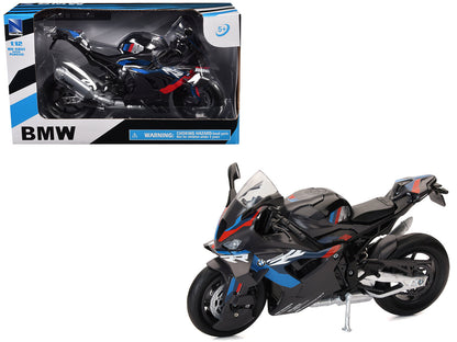BMW M 1000 RR Motorcycle Black with Red and Blue Stripes 1/12 Diecast Model by New Ray  free shipping USA