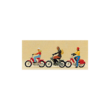 Preiser 10125 HO Scale Recreation & Sports Mopeds w/Riders