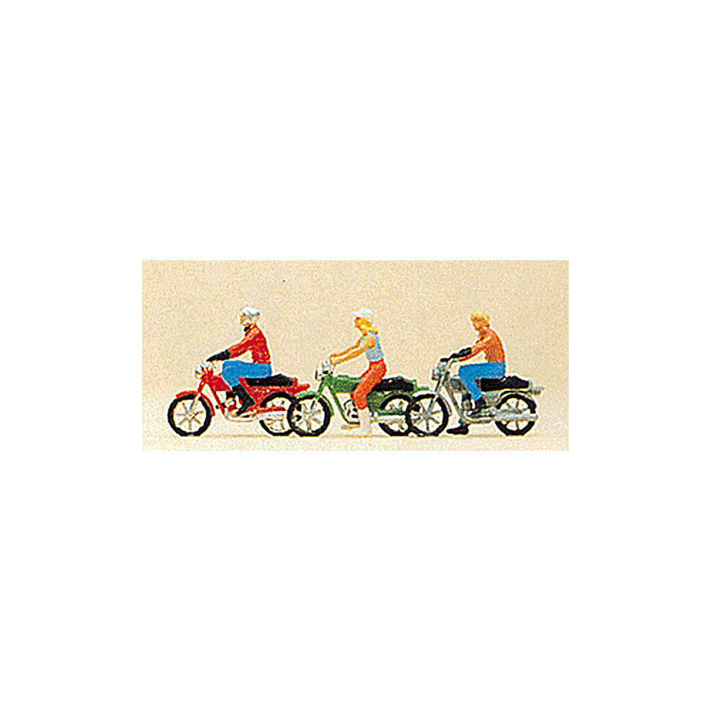 Preiser 10126 HO Scale Recreation & Sports Motorbikes w/Riders