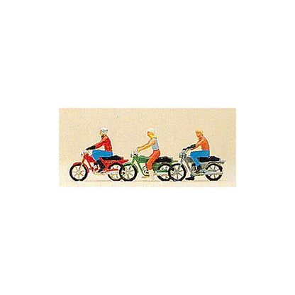 Preiser 10126 HO Scale Recreation & Sports Motorbikes w/Riders
