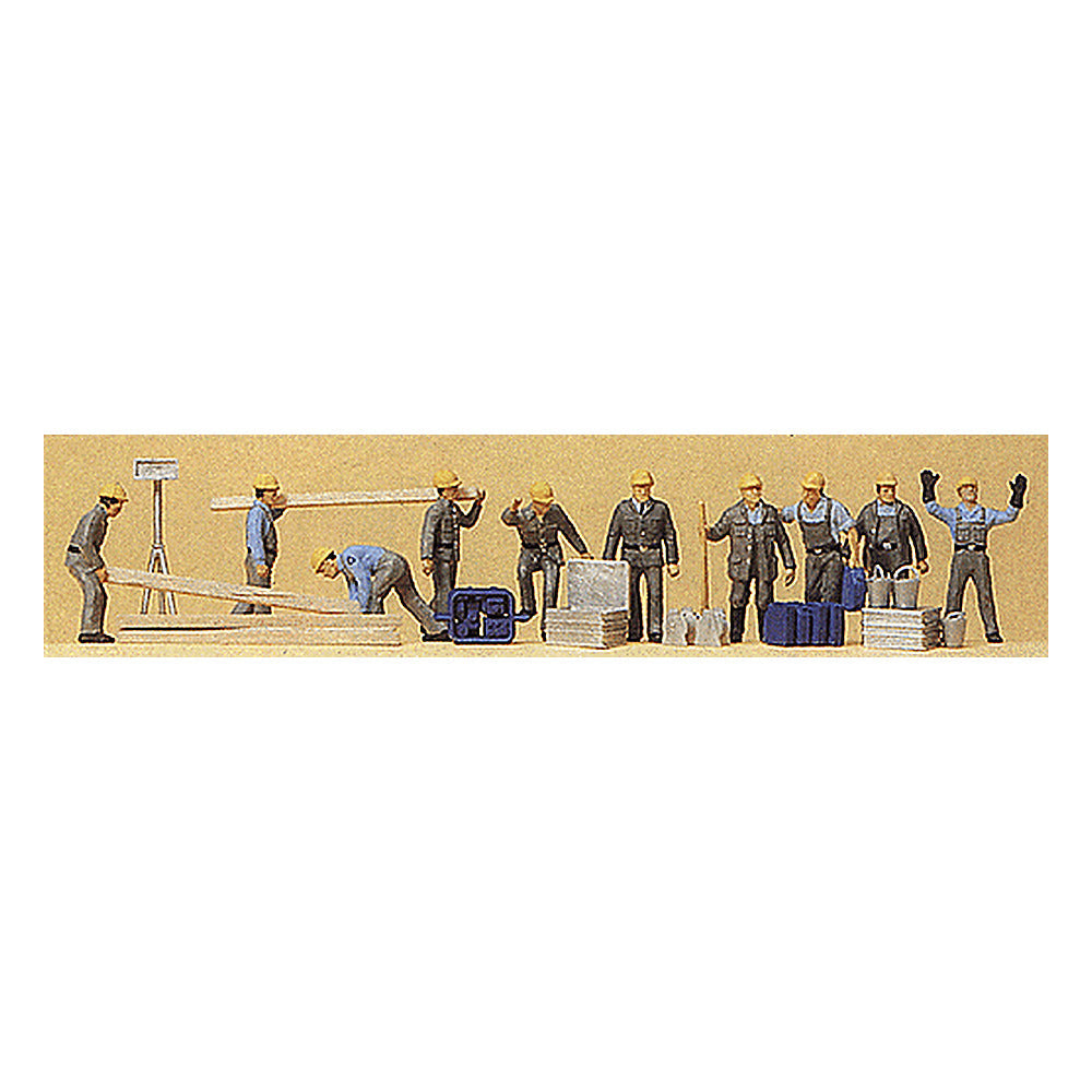 Preiser 10220 HO Scale People Working Construction Workers pkg(10)