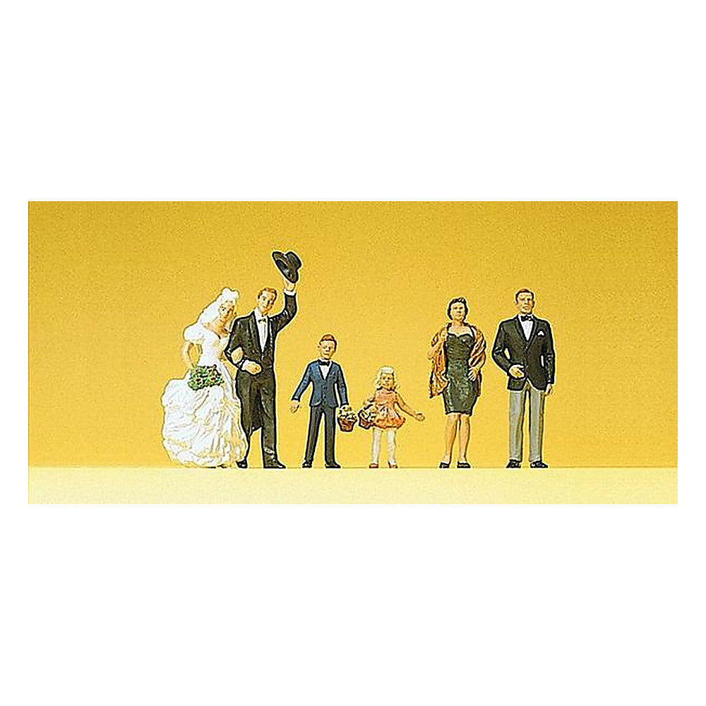 Preiser 10339 HO Scale Wedding Participants pkg(6) Bride, Groom, Ring