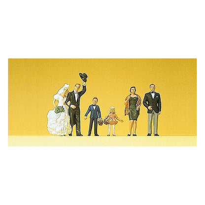 Preiser 10339 HO Scale Wedding Participants pkg(6) Bride, Groom, Ring