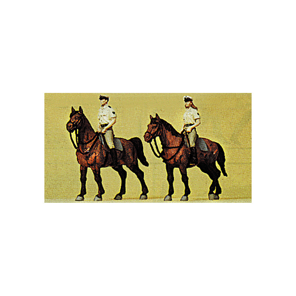 Preiser 10389 HO Scale Police Mounted On Horseback German Officers