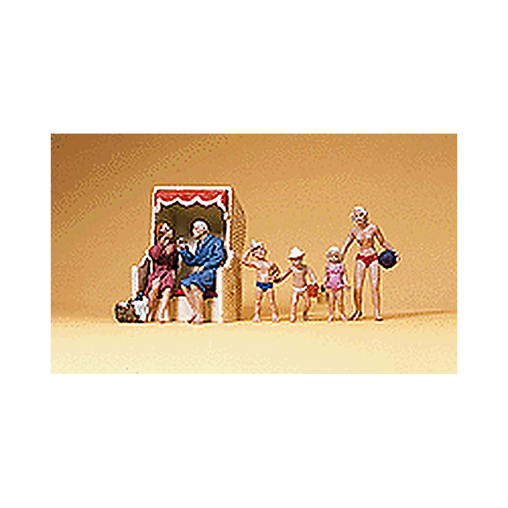 Preiser 10438 HO Scale Recreation & Sports Sun Bathers & Beach Hut