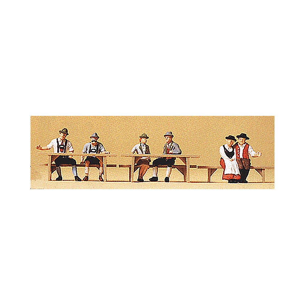 Preiser 10449 HO Scale Oktoberfest Goers #2 Seated At Tables pkg(6)