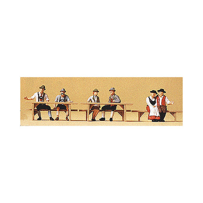 Preiser 10449 HO Scale Oktoberfest Goers #2 Seated At Tables pkg(6)