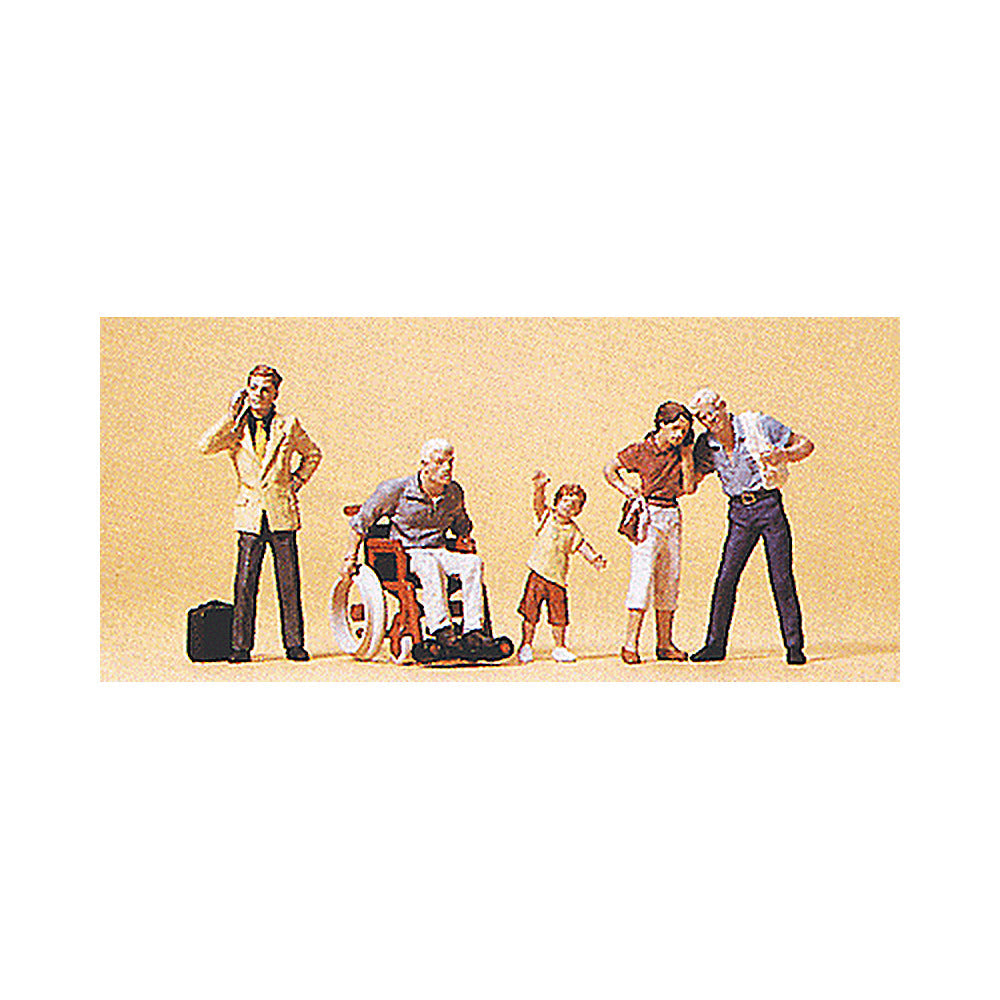 Preiser 10469 HO Scale Pedestrians Passers-By & Wheelchair pkg(5)
