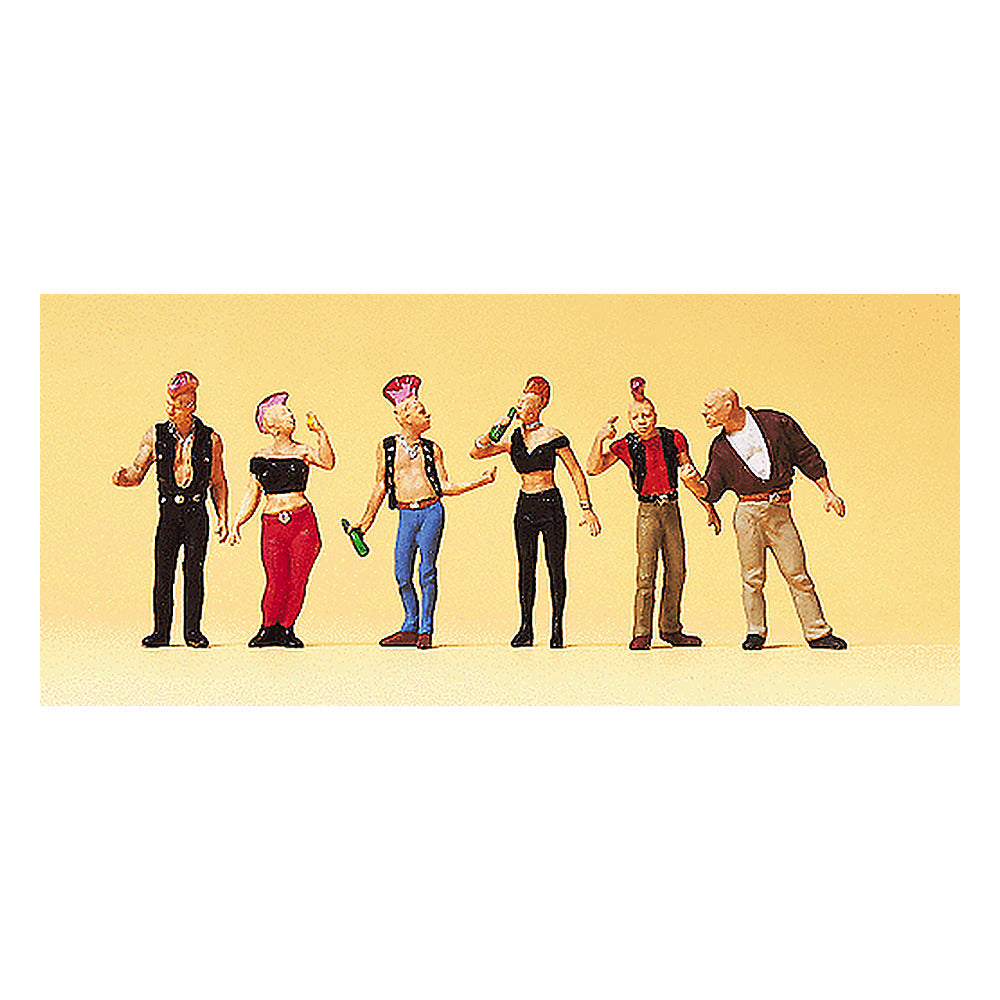 Preiser 10473 HO Scale Pedestrians Punk Rockers pkg(6)