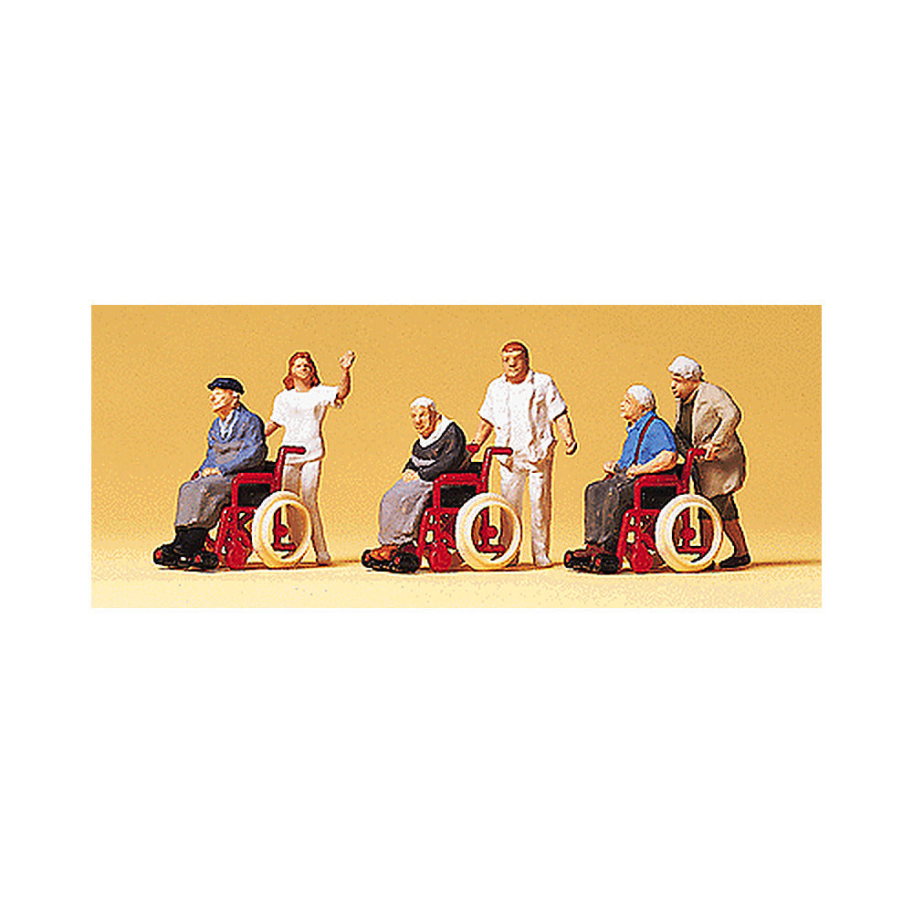 Preiser 10479 HO Scale Pedestrians Elderly Being Pushed