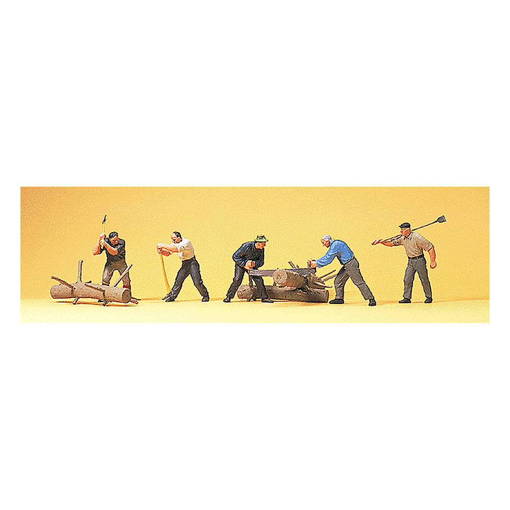 Preiser 10495 HO Scale Lumberjacks With Logs pkg(5)