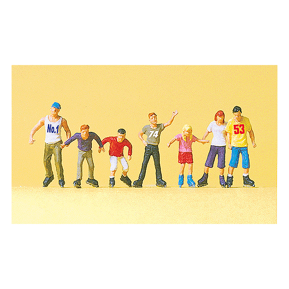 Preiser 10496 HO Scale Sports & Recreation Inline Skaters pkg(7)