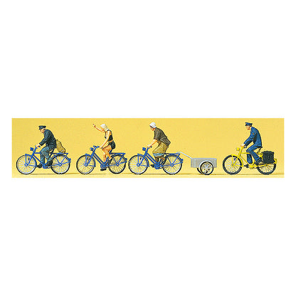 Preiser 10507 HO Scale Sports & Recreation Cyclists w/Bicycle Trailer