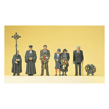 Preiser 10519 HO Scale Pedestrians Protestant Funeral pkg(6)